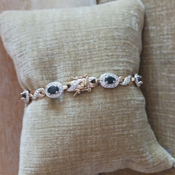 Marcasite Onyx Gold Plated 925 Necklace Bracelet Earrings Set - Picture 4 of 16